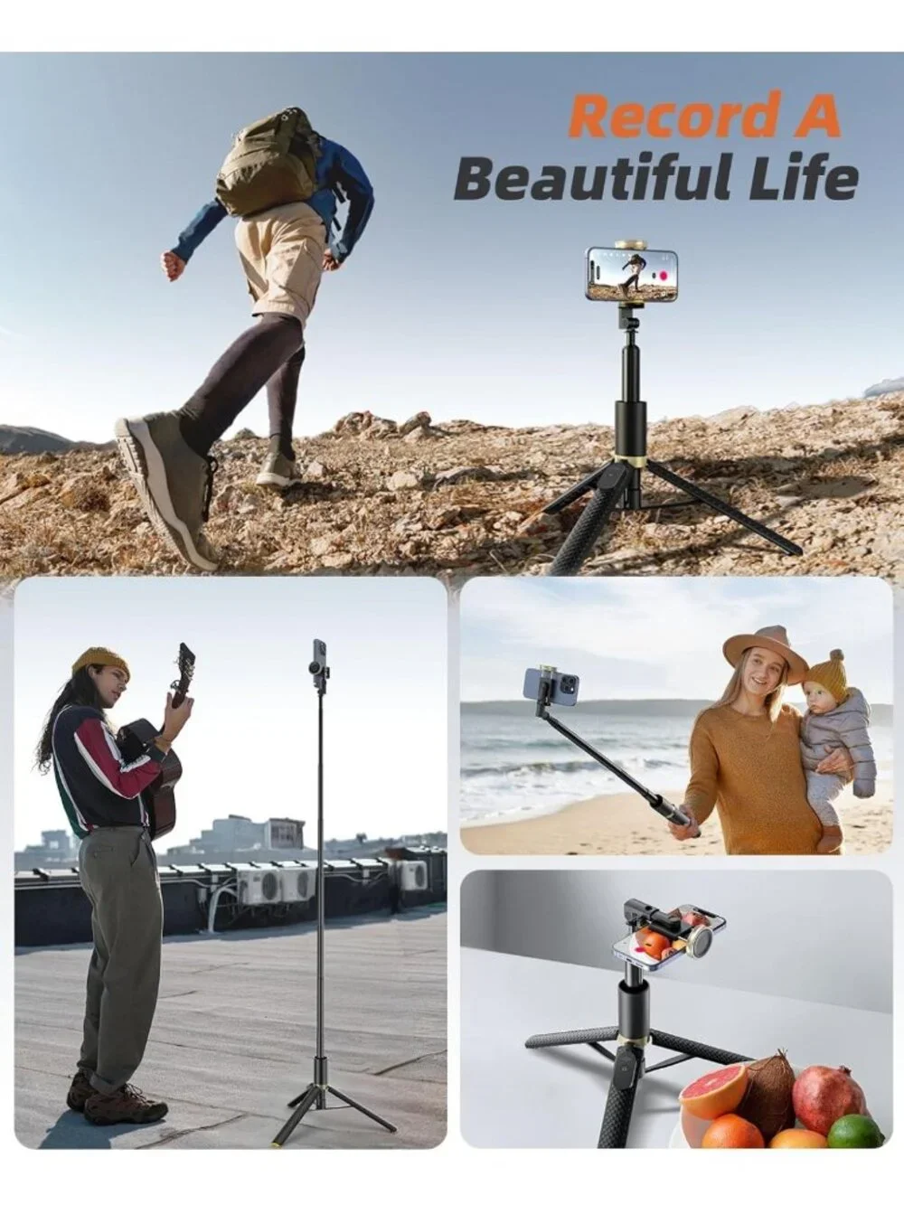 Adjustable Phone Tripod & Selfie Stick with Remote - Stable, Durable & Versatile